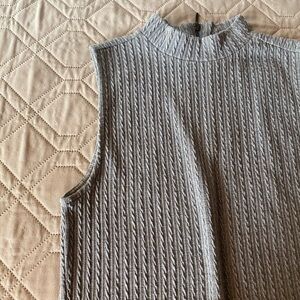 FOREVER 21 Grey Cable Knit High Neck Tank Top